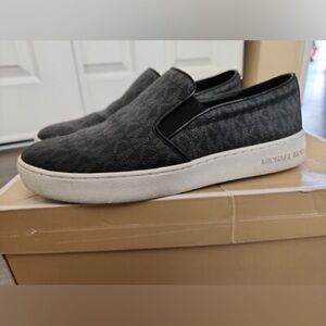 Michael Kors Black and Gray Slip-On Loafers